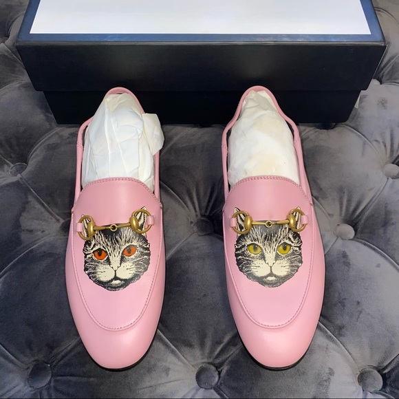 Gucci Shoes - New Size 36 Gucci Pink Brixton Cat Loafers